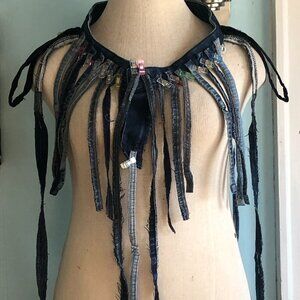 Upcycled Denim Fringe Top / Chestplate / Skirt